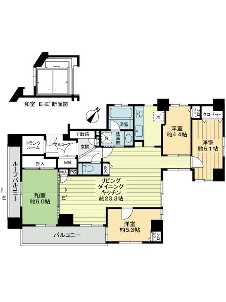 Floor plan. 4LDK, Price 39,800,000 yen, Occupied area 95.77 sq m , Balcony area 10.21 sq m