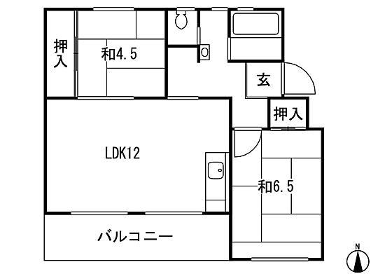 Floor plan. 2LDK, Price 4.5 million yen, Occupied area 49.37 sq m , Balcony area 6.18 sq m