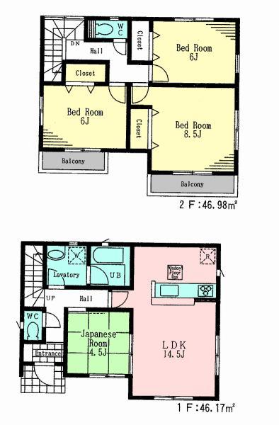 Floor plan. 30,800,000 yen, 4LDK, Land area 100.06 sq m , Building area 93.15 sq m