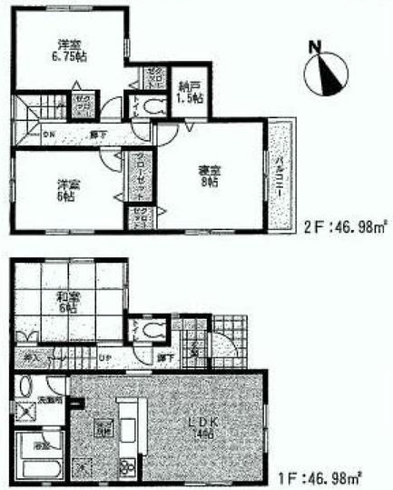 Floor plan. 31,800,000 yen, 4LDK+S, Land area 100.19 sq m , Building area 93.96 sq m
