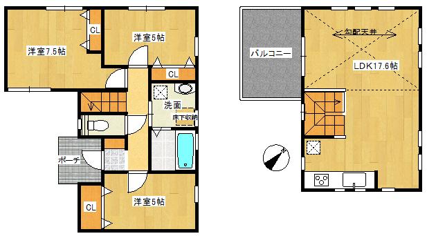 Floor plan. 33,800,000 yen, 3LDK, Land area 115.85 sq m , Building area 80 sq m