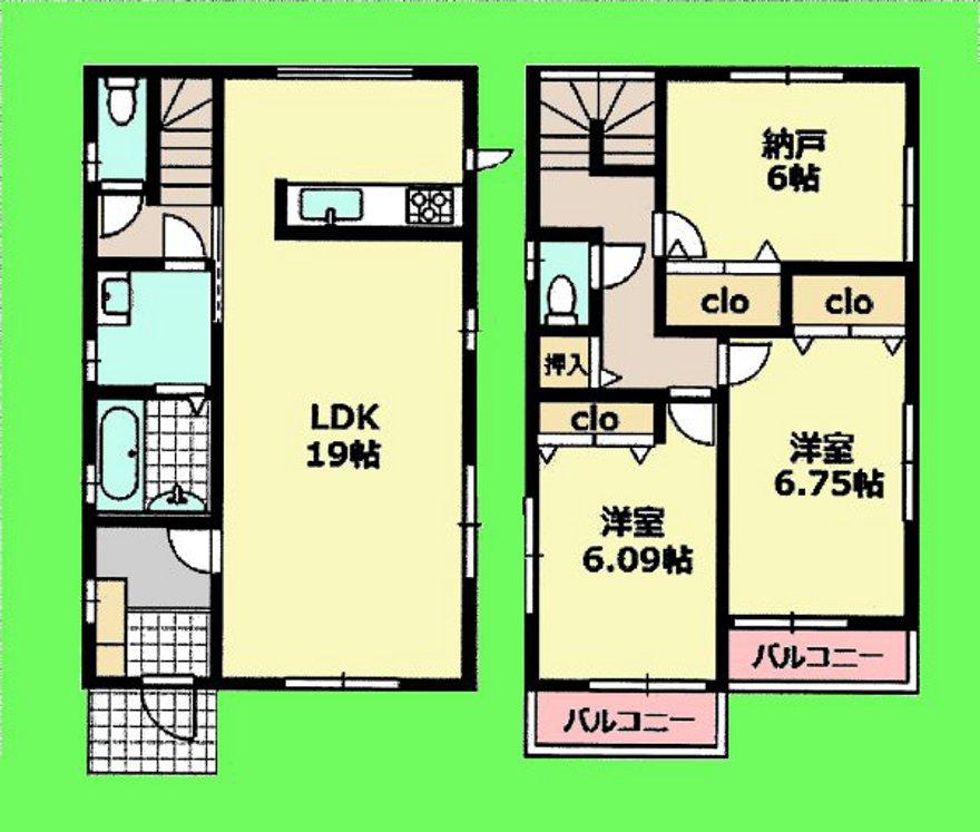 Floor plan. (Building 2), Price 31,800,000 yen, 2LDK+S, Land area 101.03 sq m , Building area 91.91 sq m