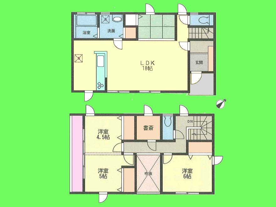 Floor plan. 39,800,000 yen, 3LDK + S (storeroom), Land area 100.21 sq m , Building area 96.88 sq m LDK18 Pledge
