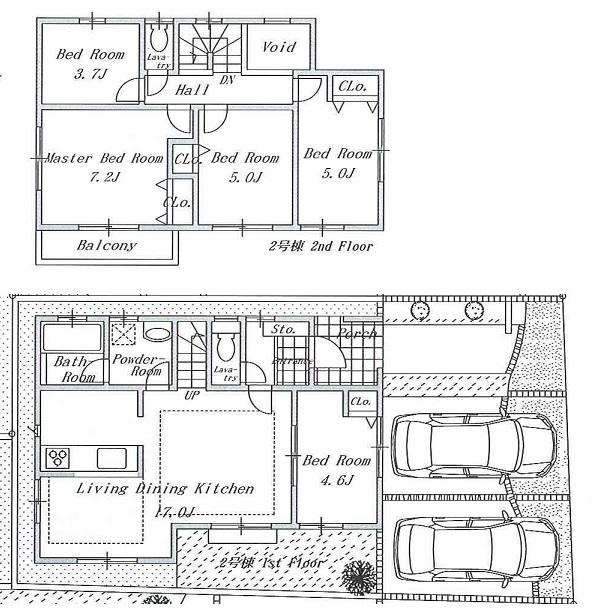 Floor plan. (Building 2), Price 44,800,000 yen, 4LDK+S, Land area 118.15 sq m , Building area 94.39 sq m