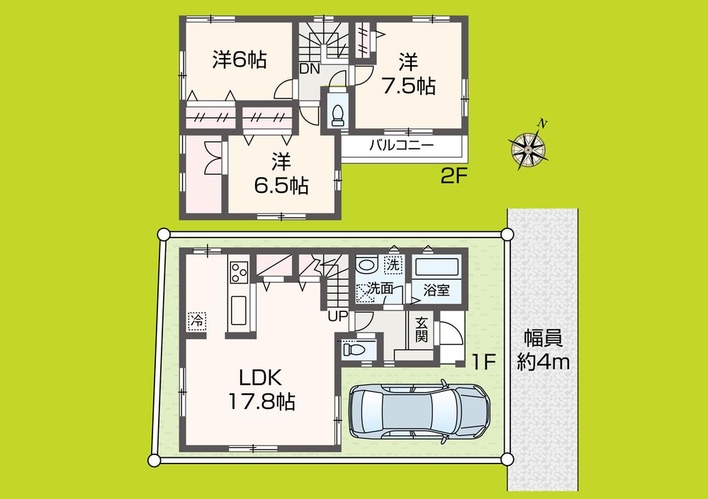 Floor plan. (1 Building), Price 32.7 million yen, 3LDK, Land area 83.2 sq m , Building area 88.19 sq m