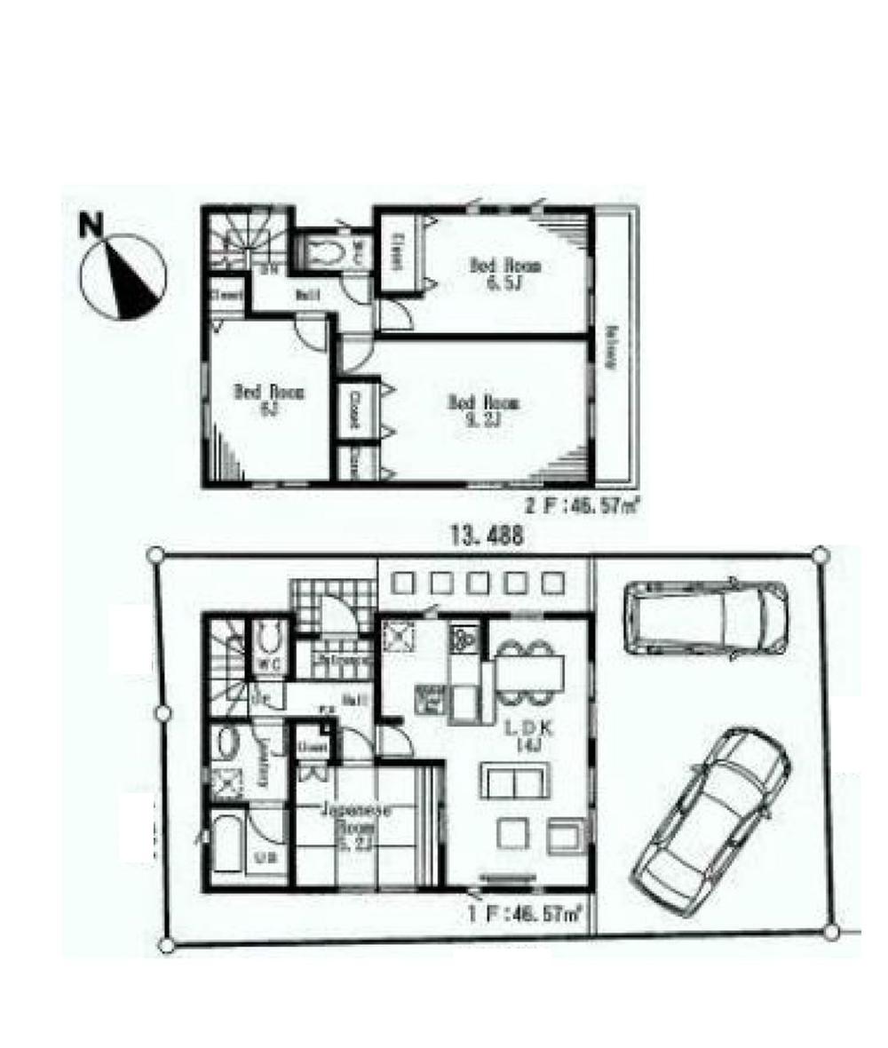 Floor plan. (1 Building), Price 31,800,000 yen, 4LDK, Land area 107.5 sq m , Building area 93.14 sq m