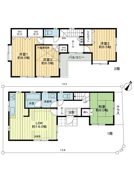 Floor plan. 28.8 million yen, 4LDK, Land area 100 sq m , Building area 99.36 sq m
