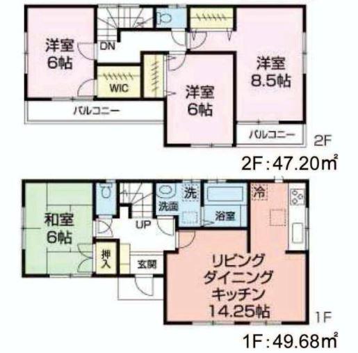 Floor plan. (1 Building), Price 41,800,000 yen, 4LDK, Land area 104.77 sq m , Building area 96.88 sq m
