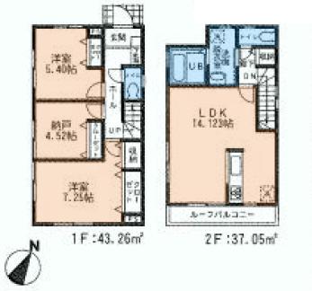 Floor plan. (1 ●), Price 33,800,000 yen, 2LDK+S, Land area 99.13 sq m , Building area 80.31 sq m