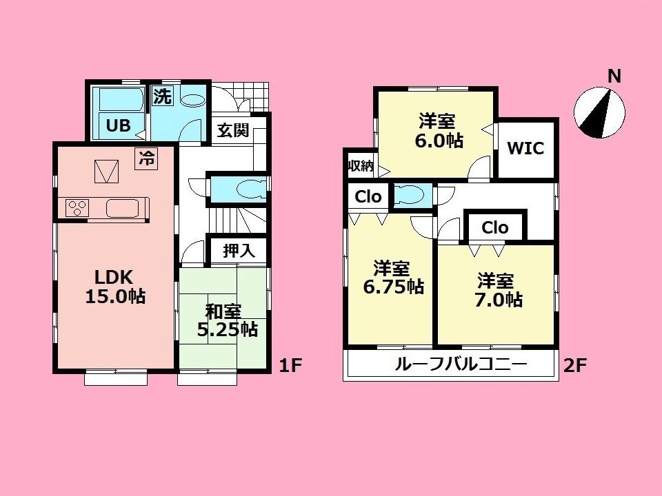 Floor plan. (Building 2), Price 31,800,000 yen, 4LDK, Land area 104.49 sq m , Building area 97.71 sq m