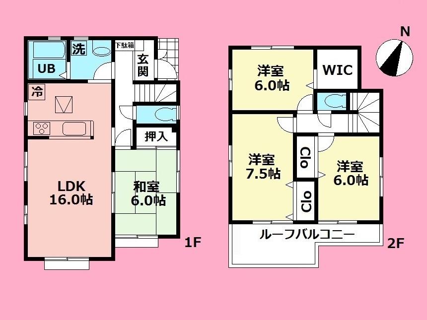 Floor plan. (3 Building), Price 29,800,000 yen, 4LDK, Land area 114.44 sq m , Building area 98.53 sq m