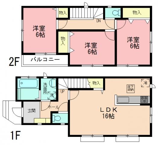 Floor plan. 33,500,000 yen, 3LDK, Land area 86.22 sq m , Building area 85.29 sq m