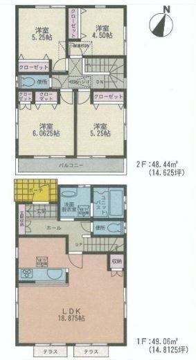 Floor plan. 31,300,000 yen, 4LDK, Land area 121.94 sq m , Building area 97.5 sq m