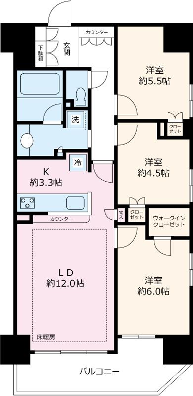 Floor plan. 3LDK, Price 34,800,000 yen, Occupied area 71.29 sq m , Balcony area 9.46 sq m interior part renovated