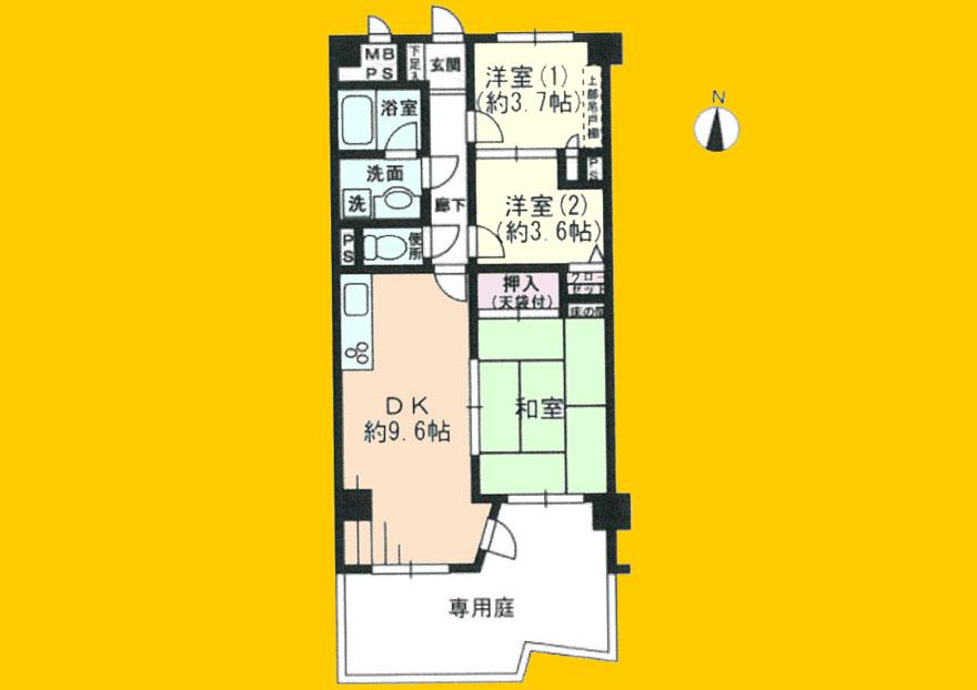 Floor plan. 3DK, Price 8.9 million yen, Footprint 52.8 sq m