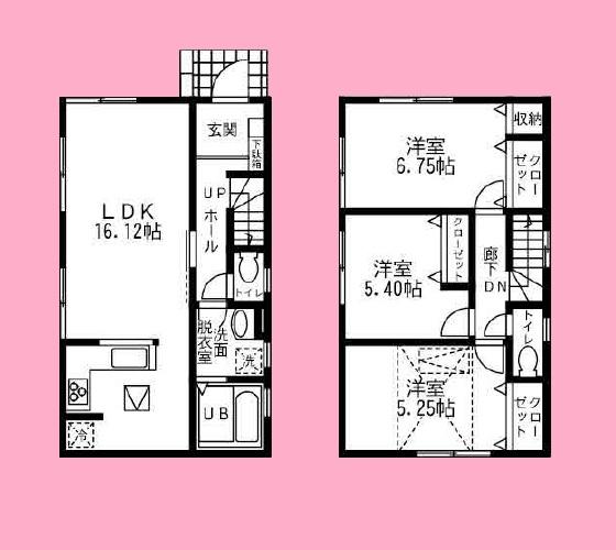 Floor plan. (3 Building), Price 34,800,000 yen, 3LDK, Land area 99.13 sq m , Building area 84.04 sq m