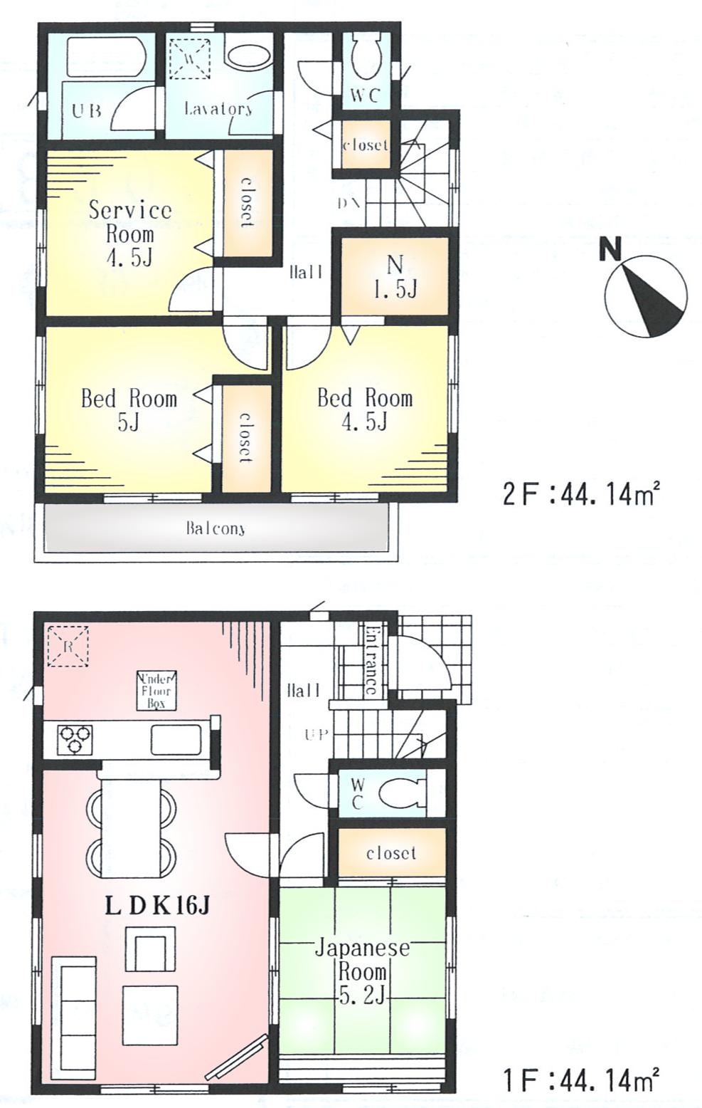 Floor plan. (Building 2), Price 35,800,000 yen, 4LDK, Land area 111.87 sq m , Building area 88.28 sq m