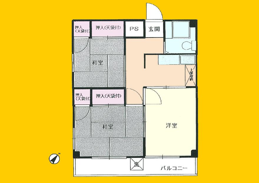 Floor plan. 3K, Price 5.9 million yen, Occupied area 32.19 sq m , Balcony area 5 sq m