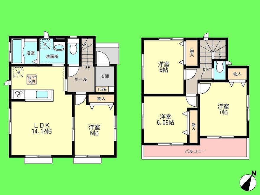 Floor plan. 39,950,000 yen, 4LDK, Land area 142.49 sq m , Building area 92.94 sq m storage enhancement