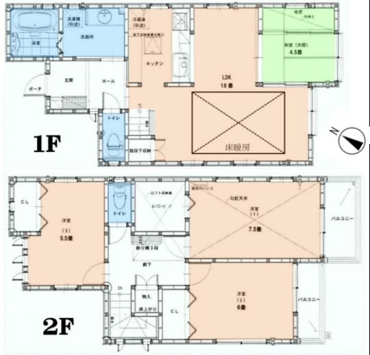 Floor plan. 47,300,000 yen, 4LDK, Land area 104.47 sq m , Building area 99.36 sq m