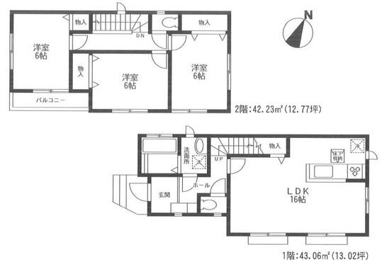 Floor plan. 33,500,000 yen, 4LDK, Land area 86.22 sq m , Building area 85.29 sq m
