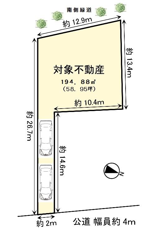 Compartment figure. Land price 29,800,000 yen, Land area 194.88 sq m