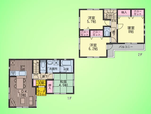 Floor plan. (1 Building), Price 24,800,000 yen, 4LDK, Land area 110.42 sq m , Building area 88.69 sq m