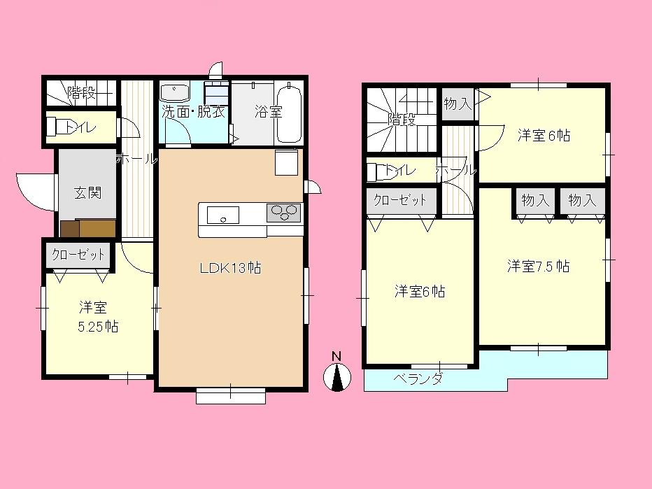 Floor plan. (b), Price 35,800,000 yen, 4LDK, Land area 100.61 sq m , Building area 91.91 sq m