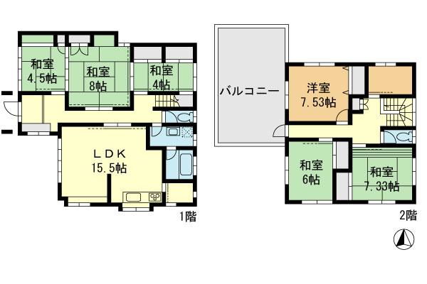 Floor plan. 32,400,000 yen, 6LDK + S (storeroom), Land area 179.96 sq m , Building area 143.92 sq m 6LDK + S
