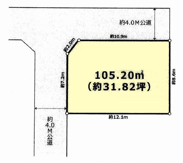 Compartment figure. Land price 19.9 million yen, Land area 105.2 sq m