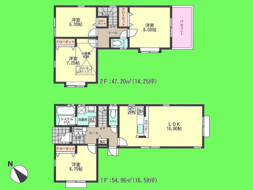 Floor plan. 33,500,000 yen, 4LDK, Land area 128.88 sq m , Building area 102.16 sq m