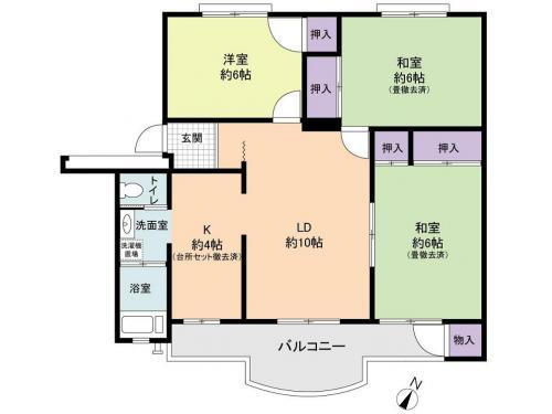 Floor plan. 3LDK, Price 6.8 million yen, Occupied area 72.72 sq m , Balcony area 9.72 sq m