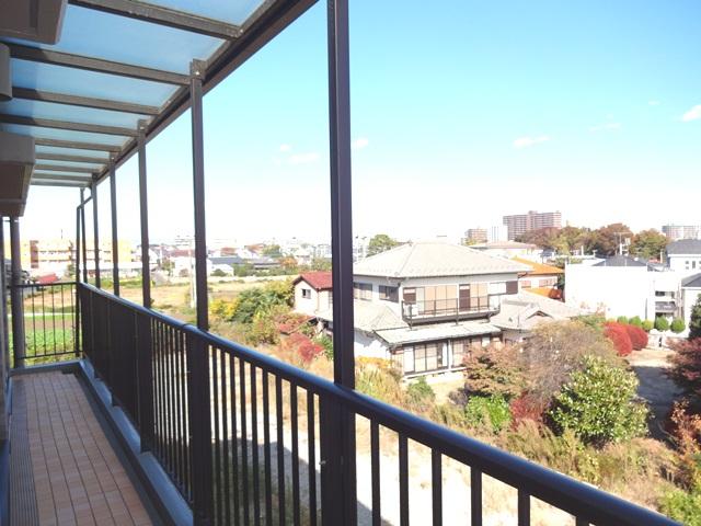 Balcony. Happy roof balcony