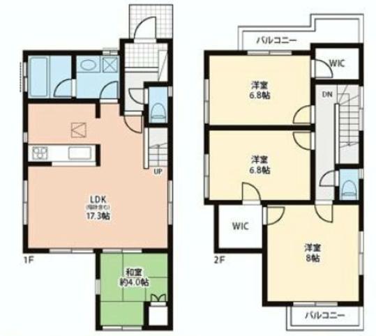 Floor plan. 34,800,000 yen, 4LDK, Land area 100.1 sq m , Building area 97.59 sq m