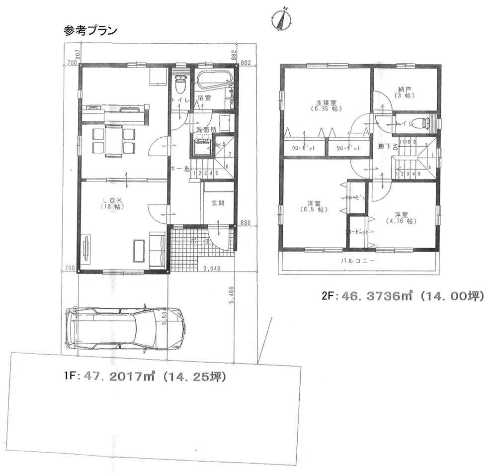 Compartment view + building plan example. Building plan example, Land price 27 million yen, Land area 100.24 sq m , Building price 17.5 million yen, Building area 29 sq m building reference plan
