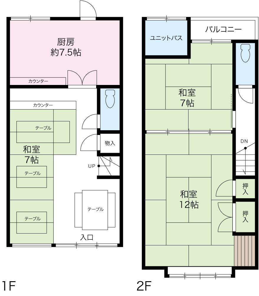 Floor plan. 8.9 million yen, 2LDK, Land area 48.49 sq m , Building area 84.46 sq m currently operating in a Japanese restaurant