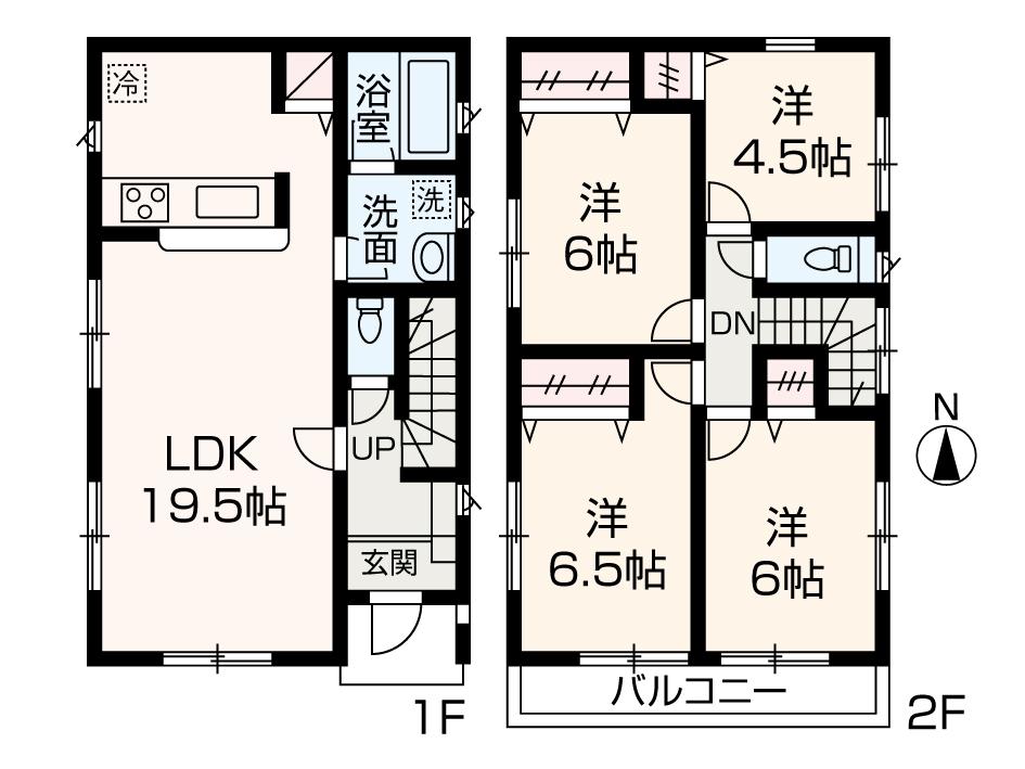 Floor plan. (1 Building), Price 36,800,000 yen, 4LDK, Land area 103.63 sq m , Building area 95.58 sq m