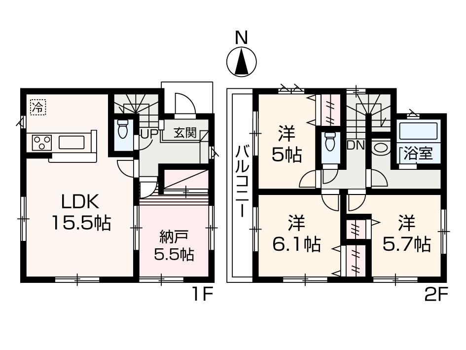 Floor plan. (Building 2), Price 34,800,000 yen, 3LDK+S, Land area 103.93 sq m , Building area 87.88 sq m