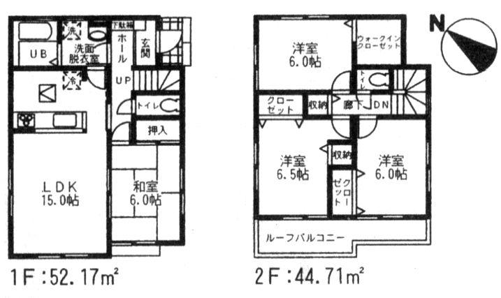 Floor plan. (Building 2), Price 29,800,000 yen, 4LDK, Land area 100.07 sq m , Building area 96.88 sq m