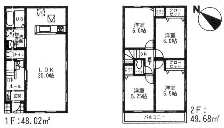 Floor plan. (3 Building), Price 27,800,000 yen, 4LDK, Land area 100.47 sq m , Building area 97.7 sq m