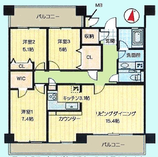 Floor plan. 3LDK, Price 20.5 million yen, Occupied area 87.34 sq m
