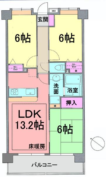 Floor plan. 2LDK + S (storeroom), Price 24,980,000 yen, Footprint 66 sq m , Balcony area 8.55 sq m