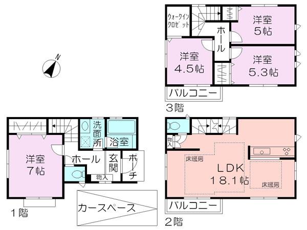 Floor plan. 35,800,000 yen, 4LDK, Land area 72.92 sq m , Building area 96.86 sq m