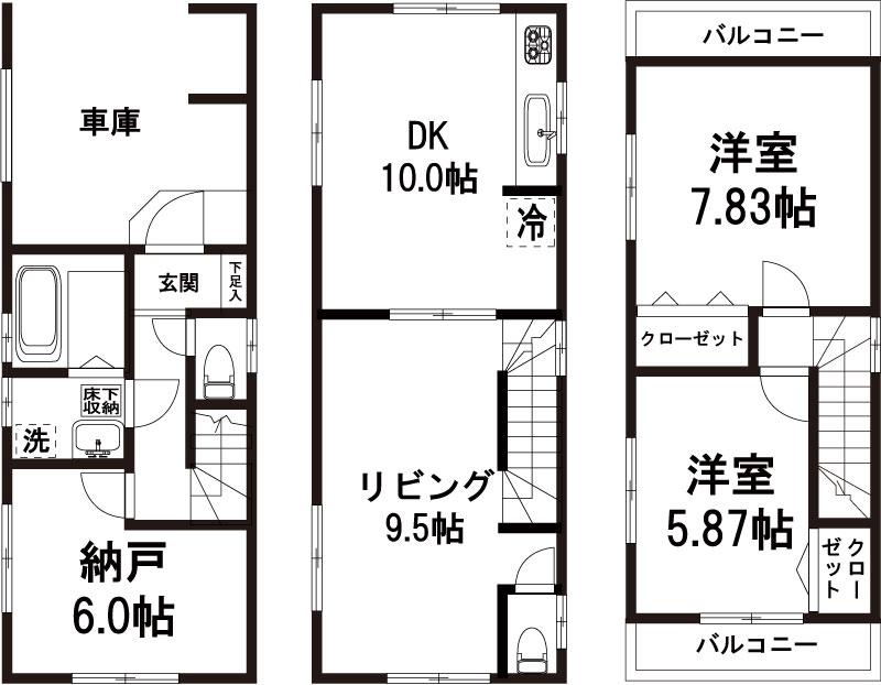 Floor plan. (1 Building), Price 38,800,000 yen, 2LDK+S, Land area 62.38 sq m , Building area 93.96 sq m