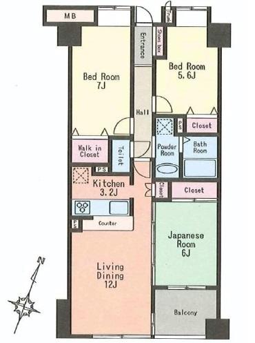 Floor plan. 3LDK, Price 18.9 million yen, Occupied area 73.79 sq m , Balcony area 5.2 sq m
