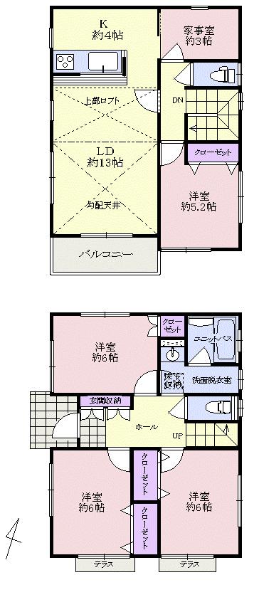 Floor plan. 47,800,000 yen, 4LDK + S (storeroom), Land area 89.71 sq m , Building area 101.02 sq m