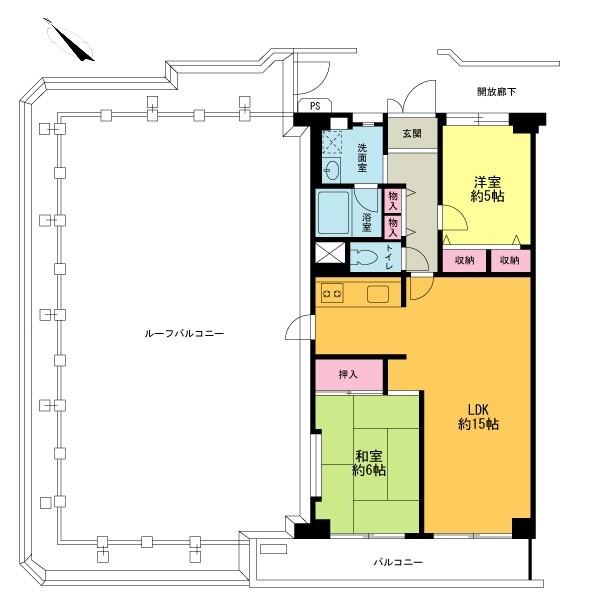 Floor plan. 2LDK, Price 15.8 million yen, Footprint 61.1 sq m