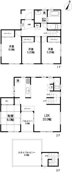 Floor plan. 45,800,000 yen, 4LDK, Land area 113.86 sq m , Building area 103.5 sq m large LDK20 Pledge! 