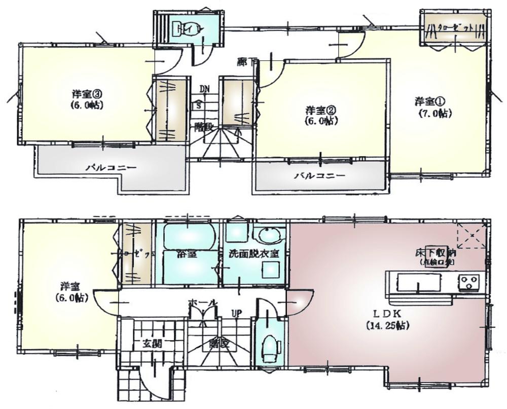 Floor plan. (3 Building), Price 35,800,000 yen, 4LDK, Land area 136.72 sq m , Building area 97.71 sq m
