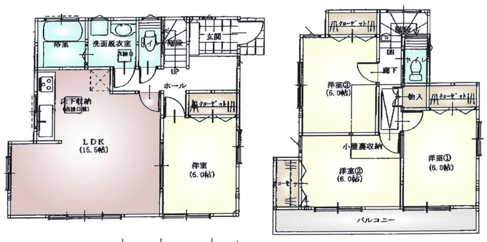Floor plan. (5 Building), Price 39,800,000 yen, 4LDK, Land area 125.13 sq m , Building area 97.71 sq m